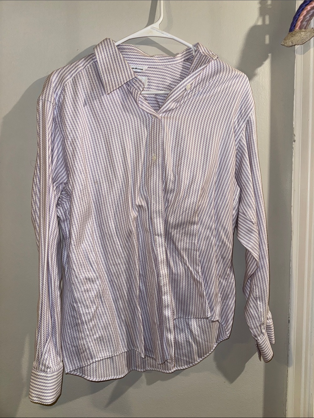 Women’s Lavender Stripe Button-Down Dress Shirt